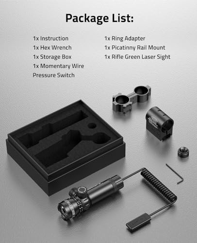 CVLIFE Laser Sight for Rifle with Picatinny Rail Mount/Barrel Mount, Green Laser for Guns, Low-Profile Laser Sight with Pressure Switch