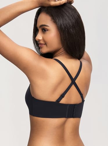 Image of DOBREVA Women's Strapless Lightly Lined Underwire Bra Padded Seamless Stay Put Convertible for Big Bust