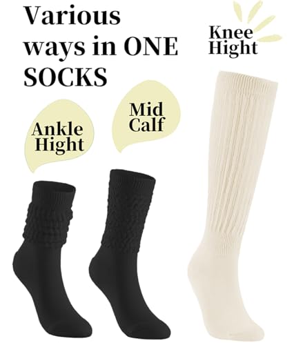 Image of Slouchy Socks for Women Stretchy Knee-High Scrunch Socks Soft Long Slouch Boot Socks