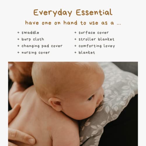 Image of Mini Wander Swaddles for Newborns Muslin Swaddle Blankets - Breathable Soft Gender Neutral Receiving Blanket Baby Essentials | 47 x 47 Cotton - Leafy Sprig (Blue)