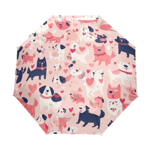 Parapluie Pliable Chats Mignons Rose Automatique Coupe-Vent