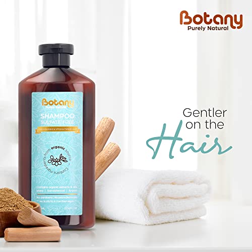 Botany Natural Shampoo For Colored & Straightened Hair - Sulfate Free - With Organic Shea Butter, Sandalwood Oil, And Argan Oil - Vegan Shampoo For Women And Men Sls/Sles, Silicon, Paraben And Cruelty Free,17.6 Oz #TOP5