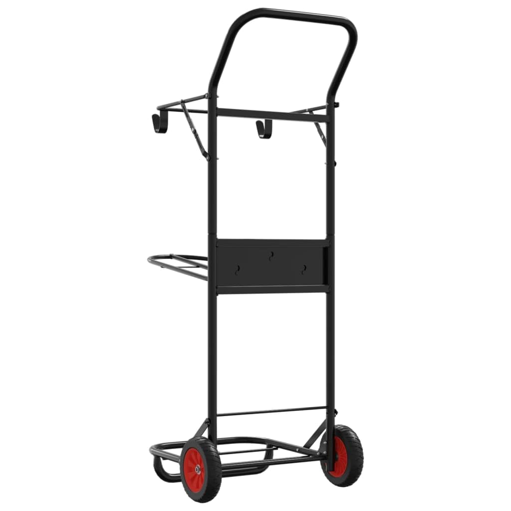 vidaXL Carrito de Silla de Montar Plegable Acero Negro, Carro de Silla de Montar, Carrito de Montura, Estante portátil sobre Ruedas, Carro de arreos
