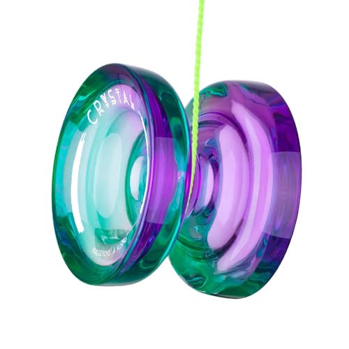 Image of MAGICYOYO K2 Responsive Yoyo for Kids Beginners Yo-Yo with 2 Yo yo Gloves, 2 Yo Yo Bags, 12 Yo yo Strings (Crystal Black +Green Purple)