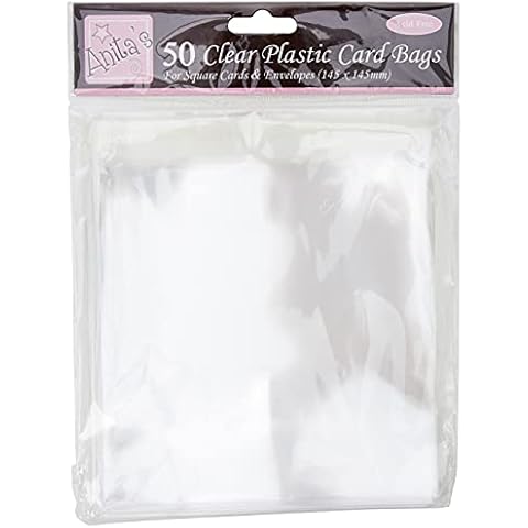 Anitas Square Plastic Card Bag with 145X145 mm Lip, Pack of 50, Transparent Cover