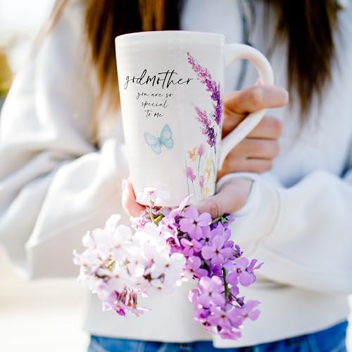 Taza de café de cerámica 17 oz con diseño floral Godmother miniatura 2