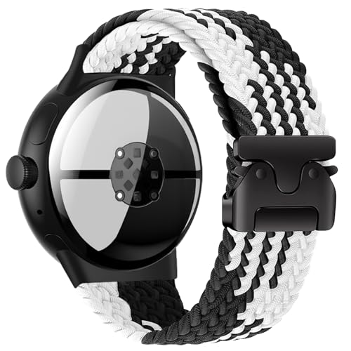 Image of Yeahxing Band for Pixel Watch 4 /3 /2 /1 Band - Stretchy Nylon Braided Bands for Google Pixel Watch 41mm 45mm, Fit 6.8-10.2 inch Adjustable Wristband with Parachute Buckle for Men Women