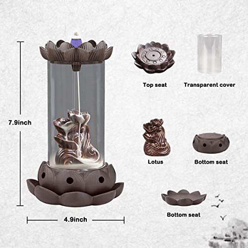 Bvknrre Backflow Incense Burner Lotus Windproof Waterfall Incense Holder Fountain With 100 Backflow Incense Cones For Yoga Office Home Aromatherapy Ornament Decor #TOP4