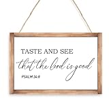 Taste and See That the Lord is Good Wood Plaque Wall Decor,Rustic Kitchen Sign Wooden Hanging Plaque