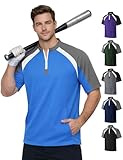 Men’s Baseball Cage Jacket Short Sleeve Windproof & Water-Resistant Baseball Pullover for Batting Practice Coaches Jacket Blue