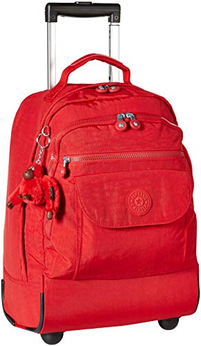 Kipling Sanaa Large Rolling, Adjustable, Padded Backpack Straps, Zip Closure, cherry tonal, One