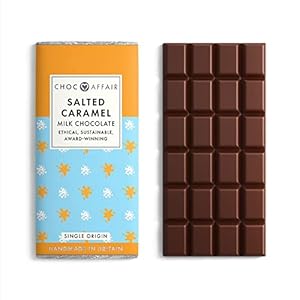 Choc Affair Gezouten Karamel Melk Chocolade Bar geschikt voor Vegetariërs Pretty Artisan Gift Chocolate