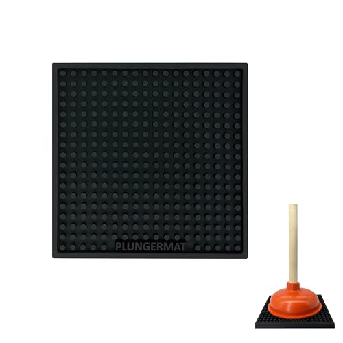 Image of Plunger Mat - Air Drying Tray for Toilet Plunger - Catches Drips and Easy to Clean - Wicks Water from Plunger and Dries Quickly