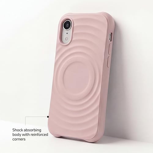 Image of amazon basics Shockproof Case for iPhone XR | Ripple Pattern | Camera Protection | Protective Cover with Enhanced Grip & Wireless Charging Support - Baby Pink
