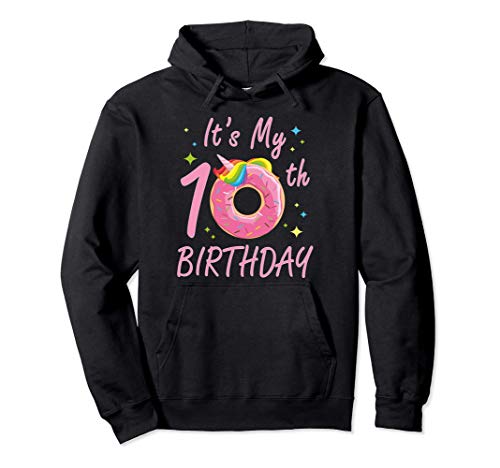 It's My 10th Birthday Donut Lovers Girl Boy 10 Year Old Gift Pullover Hoodie
