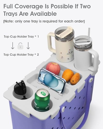 Tiga Top Cup Holder Tray Accessory for Bogg Bag X-Large - Fit for Stanley Cup - EVA Material is Water-Resistant - Women Phone Holder for Bogg Bag - Divider and Organizer - Patent Pending (Light Gray)4