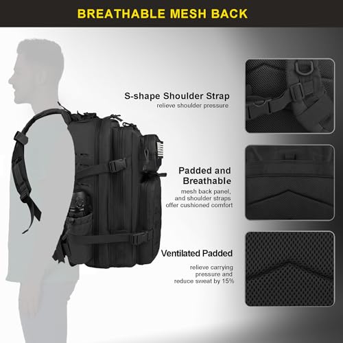 Zavothy 45L Military Tactical Backpack for Men and Women Army 3 Day Assault Pack Bag Large Rucksack with Molle System - Image 4