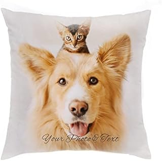 Personalised Cushion Cover Customised 16"x 16" Pillow Case Custom Your Picture Photo with Any Word Text Home Decoration Personalised Gifts for Daughter Son Him Her (Square)