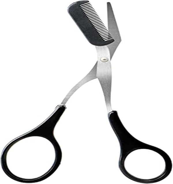 Eyebrow Trimmer Scissors with Comb, Professional Precision Trimmer Eyebrow Eyelash Hair Remover Cut Scissors Beauty Tool for Men Women (Black)