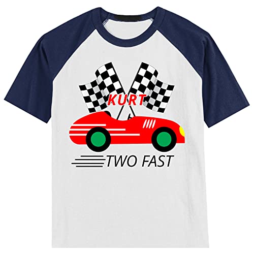 Personalized Two Fast Race Car 2nd Birthday Shirt | Handmade Decorated Shirt | Personalized with Name | Unisex Short Sleeve Raglan T-Shirt3