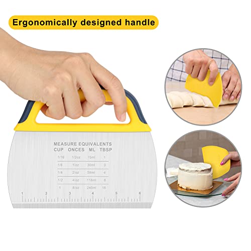 Tacgea Dough Pastry Scraper & Chopper, Stainless Steel Dough Cutter With Grip & Plastic Scraper, For Bread, Cake, Baking 2 Pack #TOP2