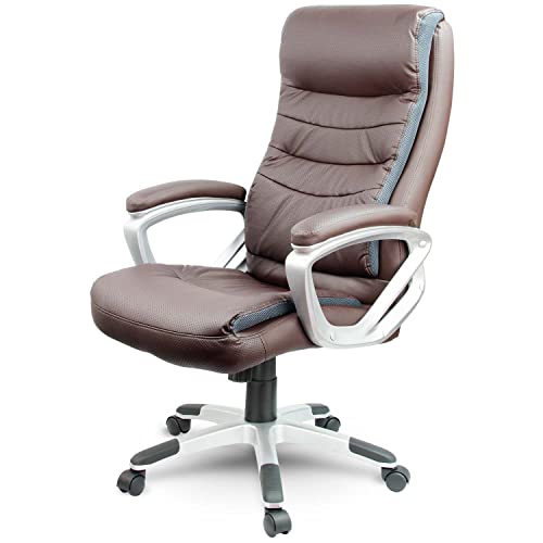 Fauteuil de bureau pivotant cuir synthétique marron EAGO anti mal de dos - 4