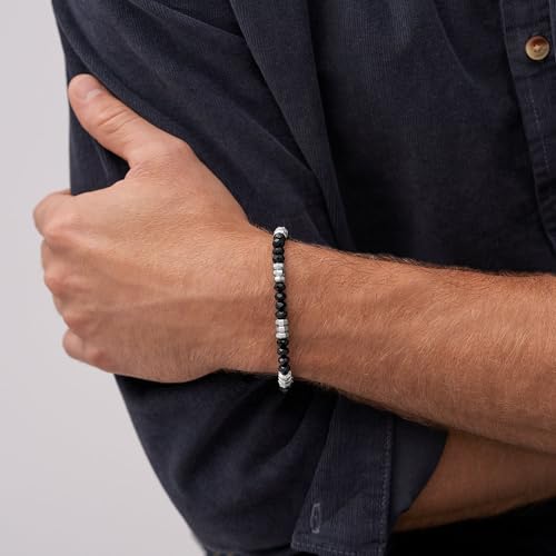 Fossil Herrenarmband All Stacked Up Beads Achat schwarz, JF04602040 – Ansicht 2
