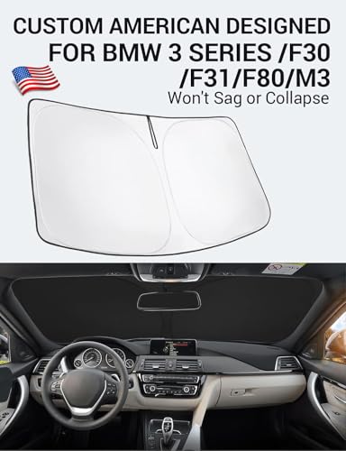 Image of Proadsy 2026 Upgrade Front Windshield Sun Shade Foldable Sunshade Protector Custom Fit 2013-2018 BMW 3 Series /F30 /F31 /F80 /M3 Accessories