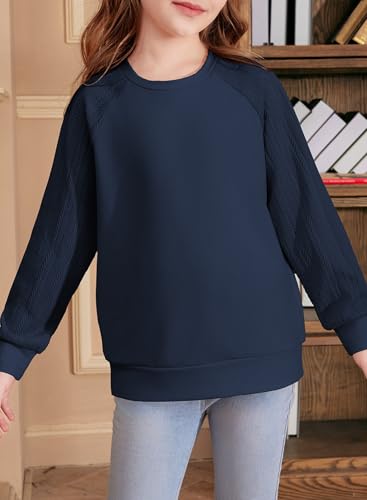 blibean Girls Fall Sweatshirt Tween Crewneck Cable Knit Tops Size 6-15 Years3