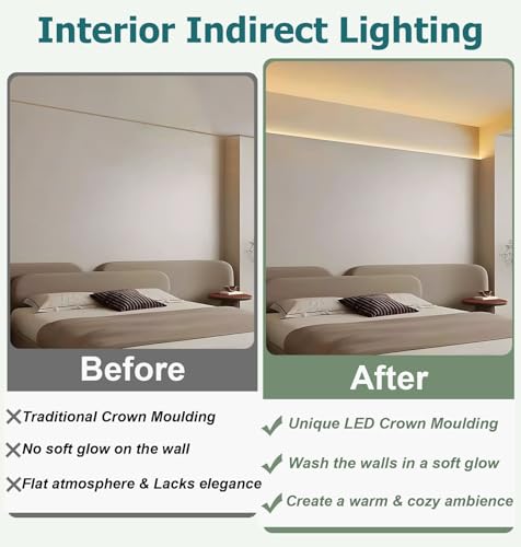 Moldura para tira LED Vibeo y canal de moldura de corona con iluminacion indirecta 3