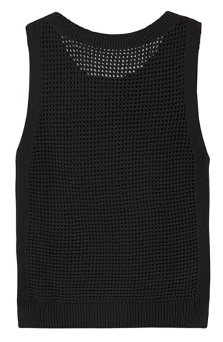 Image of Womens Knit Sweater Vest Summer Tank Tops Round Neck Crochet Hollow Out Sleeveless Crop Top
