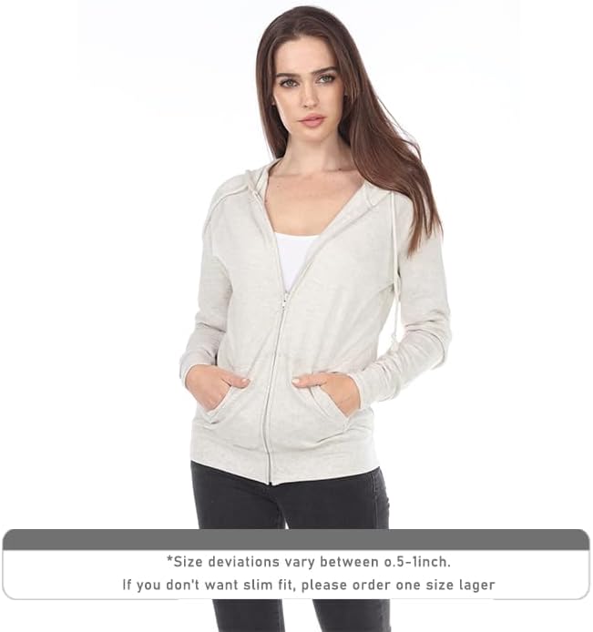 long Sleeve Zip Hoodie Women Cotton Blend Pocket long Sleeve Jacket,Comfortable FrenchTerry Hoodie for Everyday - Image 4