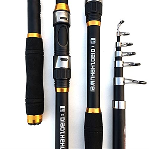 Fishing Rod High Carbon Portable Telescopic Fishing Rod 2.1M 3.6M Carp Fishing Fishing Tackle. Hand Fishing Rod (Color : Black, Length : 3.6 m)