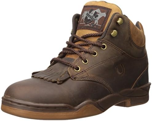 ROPER Mens Horseshoe Kiltie Brown Crazy Horse Leather Riding Western Boots 14 D