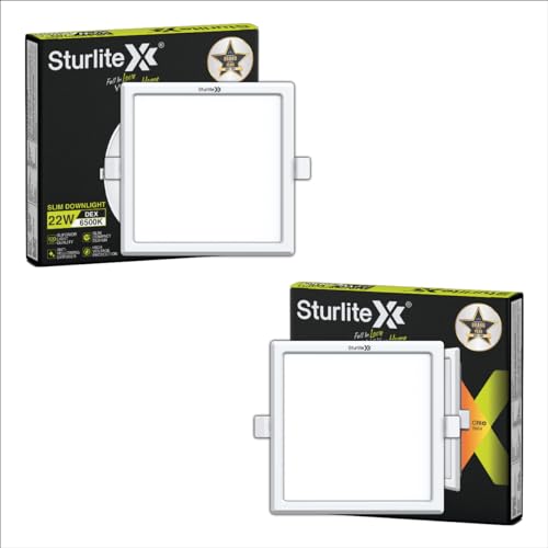 Image of Sturlite Dex 22W Square LED Downlight| Cool White Color Temperature| 2200 Lumens with CRI Tech for Various Ceiling Types and Rooms - (Pack of 2)