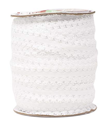 Mandala Crafts White Soft Elastic Stretch Lace for Lingerie Elastic â€“ Frilly Colored Elastic Ribbon for Sewing â€“ 1 Inch 55 Yards Picot Elastic Lace Elastic Trim for Baby Headband Ribbon Elastic