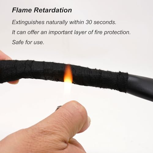Image of 1 Inch x 50 FT Self-Adhesive Fabric Wire Harness Tape - 5 Rolls Wide Automotive Electrical Cable Loom Wrap, High Temp Heat Resistant, Engine Wiring Protection Starter Kit