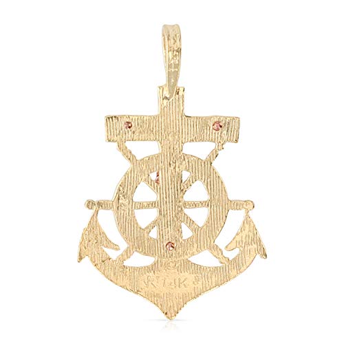 Ioka - 14K Two Tone Gold Religious Crucifix Anchor Charm Small Pendant For Necklace or Chain2