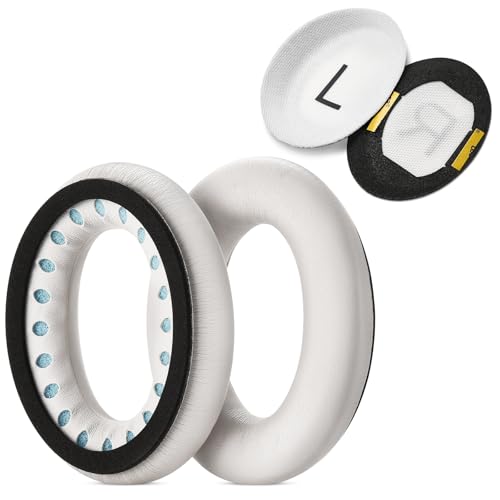 HeadphoneMate Ultracushion Earpads para Bose QuietComfort 45 (QC45) y Quiet Comfort SE (QC SE) Auriculares. Mejorados con Cuero Proteico Premium, Espuma de Memoria y Nuevo Método de Costura (Blanco Humo) miniatura 3