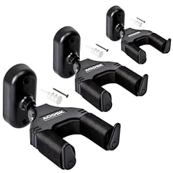 Guitar Wall Mount 3 Pack, Auto Lock Guitar Wall Hanger ,for Acoustic and Electric Guitar, Ukulele, Bass, Banjo and Mandolin,Guitar Accessories,Black - Les Beatles, Paul McCartney, John Lennon, RIngo Starr, George Harrison