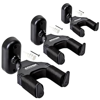 Guitar Wall Mount 3 Pack, Auto Lock Guitar Wall Hanger ,for Acoustic and Electric Guitar, Ukulele, Bass, Banjo and Mandolin,Guitar Accessories,Black - Les Beatles, Paul McCartney, John Lennon, RIngo Starr, George Harrison