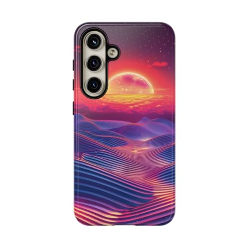 Coque Samsung S24 bleue rigide brillante Vivid Sunset Waves