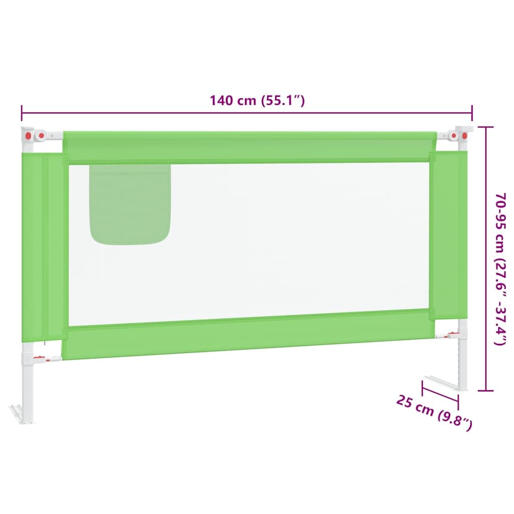 Kleinkind-Bettschutzgitter Grün 140x25 cm Stoff mit höhenverstellbarem Rausfallschutz, Bettschranke für Kinderbett, Absturzsicherung und Seitenschutz für Babysicherheit im Schlafzimmer