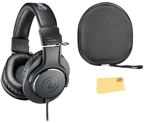 Image of Audio-Technica ATH-M20x Professional Monitor Headphones - Black Bundle with Case and Austin Bazaar Polishing Cloth