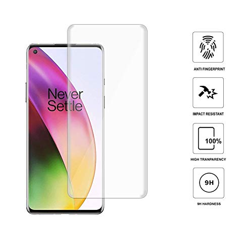 Image of VZZR?'s UV Tempered Glass for OnePlus 8 Pro Advanced Border Less Full Screen Coverage (except edges) UV Screen Protector Guard with Installation Kit - Pack of 1