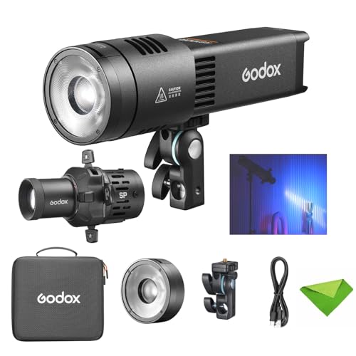 Godox RS100R 1K RGB LED Video Light with SP36K Projection Attachment, 1800-10000K Photography Flashlight, 14 FX Light Effects, CRI≈95, TLCI≈95, 0.1% Brightness Adjustment, Godox S Mount Light