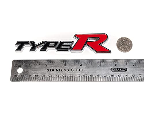 2Pc Type-R Metal Badge Premium Racing Logo Car Rear Trunk Sport Emblem 3D Turbo Sticker Power Decal (Black Red) #TOP1