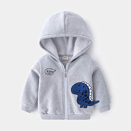 Toddler Girl Jackets Toddler Kids Baby Boys Cartoon Dinosaur Printed Zipper Hoodie Jacket Coats (Grey, 4-5 Years)3