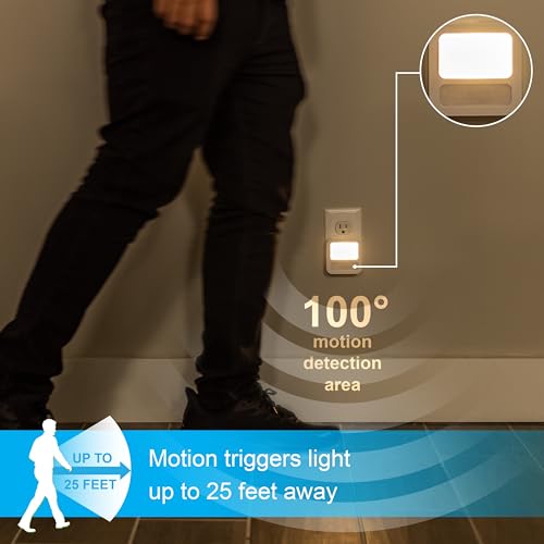 Image of GE LED Motion Sensor Night Light, Plug-in, Dusk-to-Dawn Sensor, 20 Lumens, Soft White, Ideal for Bedroom, Bathroom, Kitchen, or Hallway - 46439 (2 Pack)
