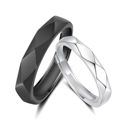 Promise Rings for Couples Wedding Engagement Band Matching Ring Sterling Silver Adjustable Him and Her Jewelry